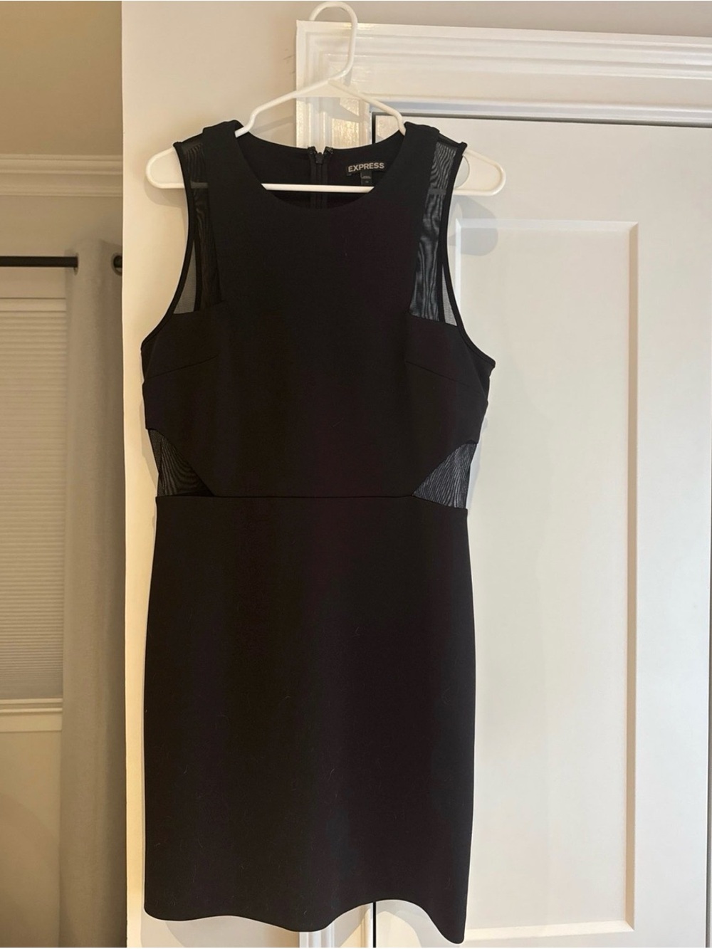 Express Black Mesh-Accent Sleeveless Sheath Dress